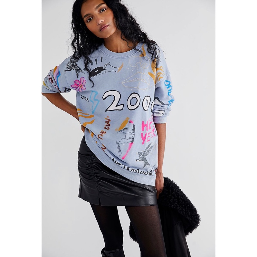 ⬇️⬇️ONE TEASPOON FOR FREE PEOPLE HAND PAINTED SWEATSHIRT